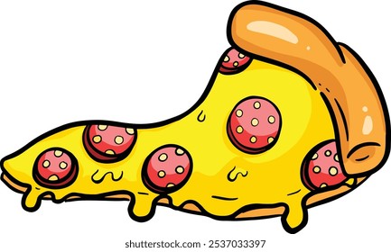 Chartoon Pizza Personagem Queijo e Pepperoni Slice Illustration