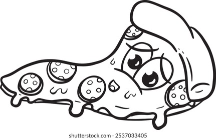 Chartoon Pizza Personagem Queijo e Pepperoni Slice Illustration