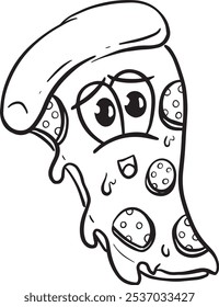 Chartoon Pizza Personagem Queijo e Pepperoni Slice Illustration