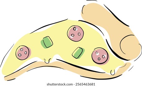 Cartoon Pizza Character Cheese and Pepperoni Slice Illustration