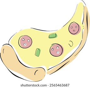 Cartoon Pizza Character Cheese and Pepperoni Slice Illustration