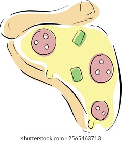 Cartoon Pizza Character Cheese and Pepperoni Slice Illustration