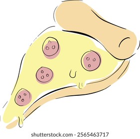 Cartoon Pizza Character Cheese and Pepperoni Slice Illustration