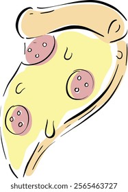 Cartoon Pizza Character Cheese and Pepperoni Slice Illustration