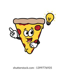Cartoon Pizza Character With an Idea