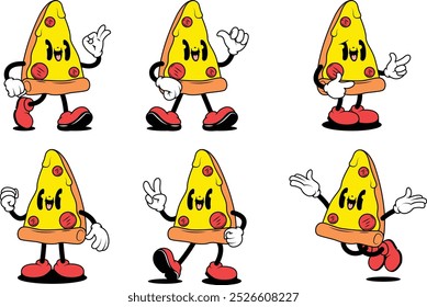 Cartoon Pizza Character Illustrations with Various Styles