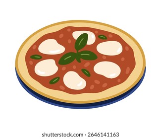 Cartoon Pizza with Cheese and Toppings for a Tasty Italian Food Theme Vector illustration