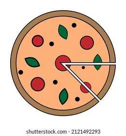 Cartoon pizza, great design for any purposes. Simple illustration. White background. Vector illustration. stock image. 