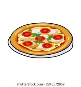 ilustración de pizza de color en un plato