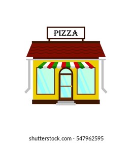 Cartoon pizza restaurant facade