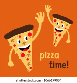 Cartoon Pizza Slice Character