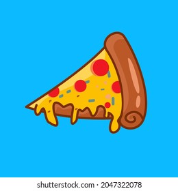 Cartoon pizza slice. Vector illustration 