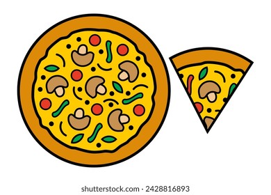 Cartoon pizza slices. Pizza vector illustration isolated on white background.