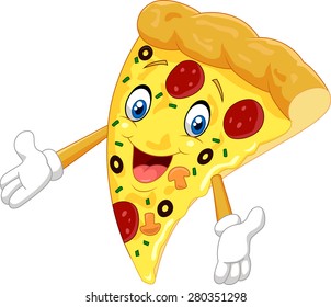 Cartoon pizza waving