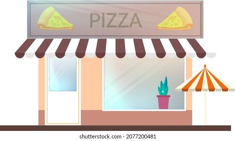 Cartoon pizzeria. Vector flat illustration