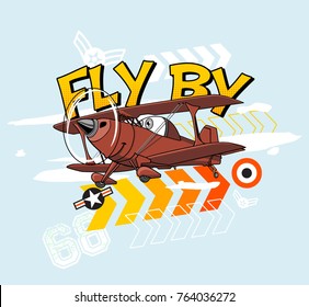 Cartoon Plane Illustration. Print ready for boys T-shirts.