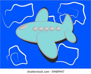 cartoon plane on blue background