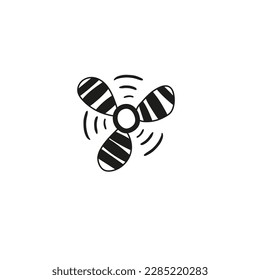 cartoon plane screw vector illustration isolated on white background. Black and white propeller. 