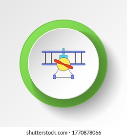Karikatur-Flugzeug Spielzeug gefärbt Button Symbol. Zeichen und Symbole können für Web, Logo, mobile App, UI, UX verwendet werden