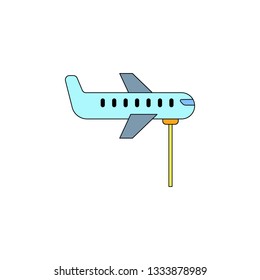 cartoon plane toy colored icon. Signs and symbols can be used for web, logo, mobile app, UI, UX