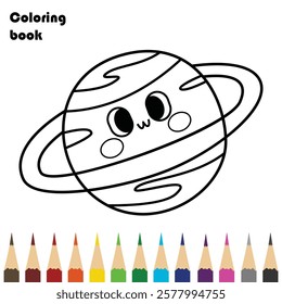 cartoon planet coloring book design illustration