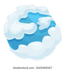 Cartoon planet covered with fluffy clouds representing global warming and climate change issues