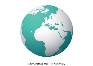 Cartoon planet Earth 3d vector icon on white background. Earth day or environment conservation concept. 