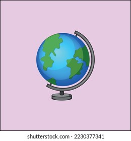 Cartoon planet Earth 3d vector icon on white background. Earth day or conservation environment concept. Save green planet concept