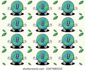 Cartoon planet Earth 3d vector icon on white background. Earth day or environment conservation concept. Save green planet concept