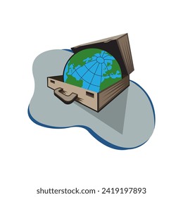 Cartoon planet Earth 3d vector icon on white background. Earth day or environment conservation concept. Save green planet concept in eps10