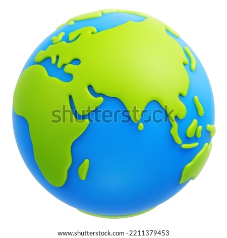 Cartoon planet Earth 3d vector icon on white background. Earth day or environment conservation concept. Save green planet concept