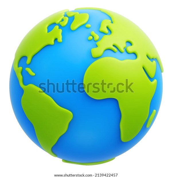 Cartoon planet Earth 3d vector icon on white\
background. Earth day or environment conservation concept. Save\
green planet concept