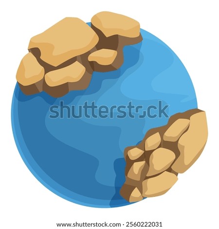 Cartoon planet earth is drying up from global warming, becoming uninhabitable