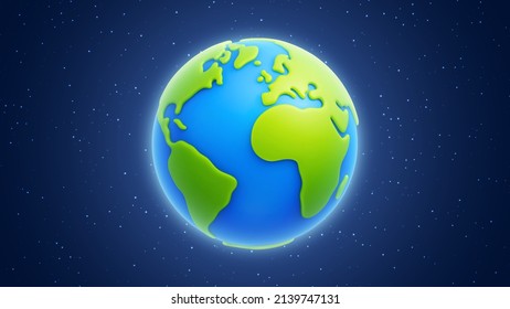Cartoon planet Earth on space stars background. International Mother Earth Day banner or poster. Happy Earth Day conceptual vector background