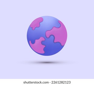 Cartoon planet Earth on white background. Planet Earth day or Environment day concept. Realistic 3d vector illustration
