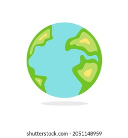Cartoon planet earth. Simple globe with blue seas and green continents abstract geographic bright vector globe