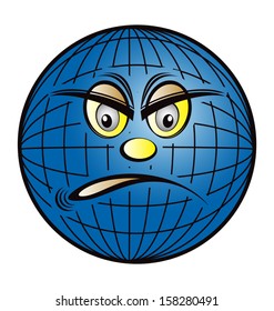  cartoon planet Earth smiling and happy.