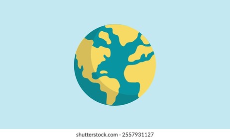 Cartoon planet earth vector. Earth globe icon isolated blue background. Earth day, environment conservation concept. Save green planet