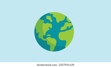 Cartoon planet earth vector. Earth globe icon isolated blue background. Earth day, environment conservation concept. Save green planet