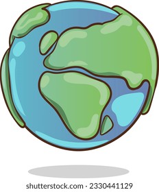 Cartoon planet Earth vector icon on white background. Earth day or environment conservation concept. Save green planet concept