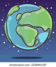 Cartoon planet Earth vector icon on white background. Earth day or environment conservation concept. Save green planet concept