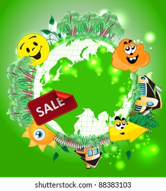Cartoon Planet Earth.Vector.