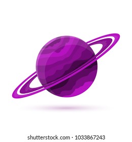 Cartoon planet icon in flat design. Vector illustration. Colored space planet isolated.
