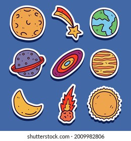 cartoon planet kawaii doodle sticker design