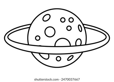 Cartoon planet line icon. Fantasy planet. Vector illustration isolated on white background.