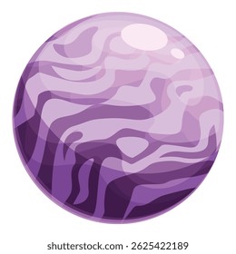Cartoon planet with a purple surface covered in swirls