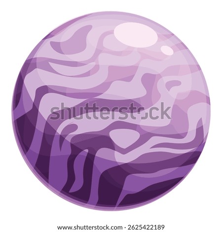 Cartoon planet with a purple surface covered in swirls