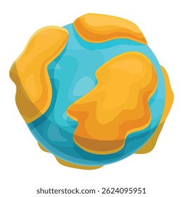 Cartoon planet is representing global warming effect with raising sea levels