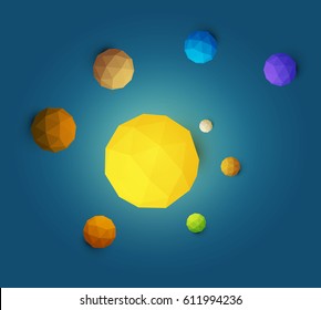 Cartoon planet in solar system. Science concept inspiration. Paper art cartoon realistic trendy craft style. Modern origami design template. Funny cute childrens vector illustration.