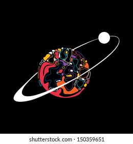Cartoon planet in space
